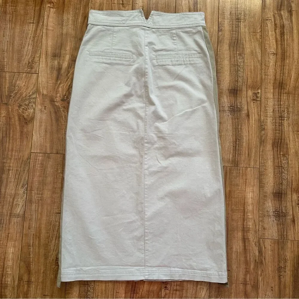 Zara Straight Midi Skirt Front Slit Pockets Size Medium